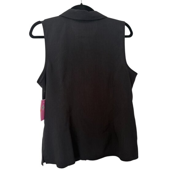 NWT Riley Rae Camryn Bow Tie-Neck Sleeveless Collared Office Blouse -Medium - Picture 7 of 7